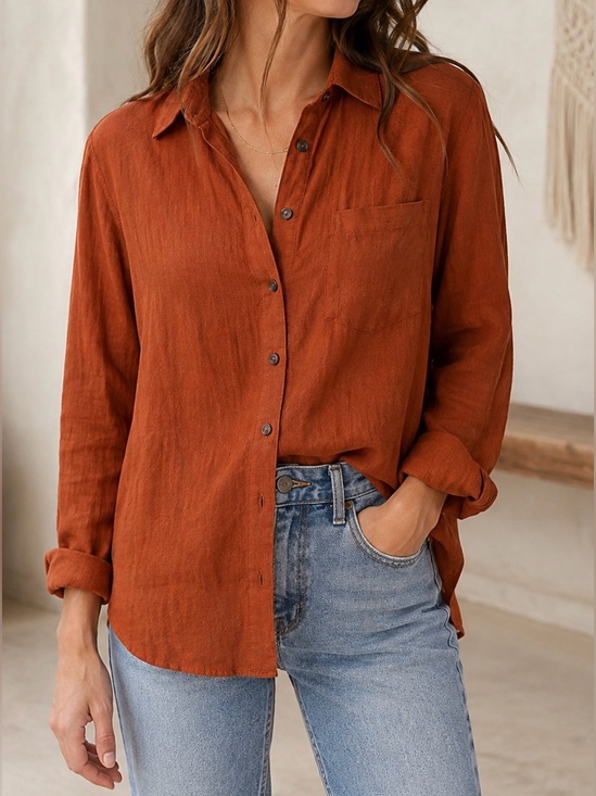 Free People Tops - Free People Rust Oversized Button-Down Shirt - Size XS